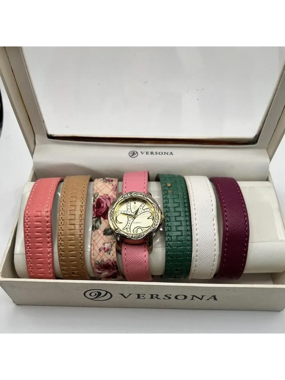 Versona Womens Wrist Watch and 7 each Interchangeable Bands-Working Watch Works